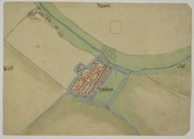 200249 Kaart van de stad IJsselstein, met de Hollandsche IJssel en de directe omgeving.